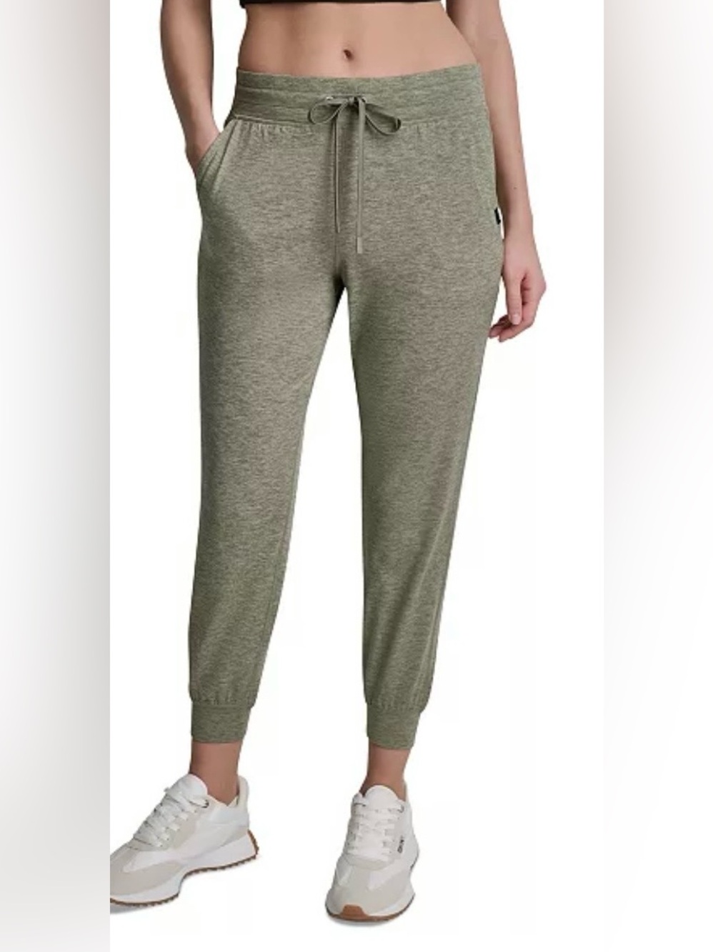 DKNY Sport Women's Spacedye High-Waist Slim Joggers.Olive green.SizeM.New.